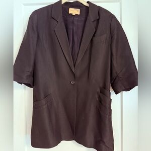 Elizabeth and James Elbow Sleeve Long Black One Button Jacket Size 4